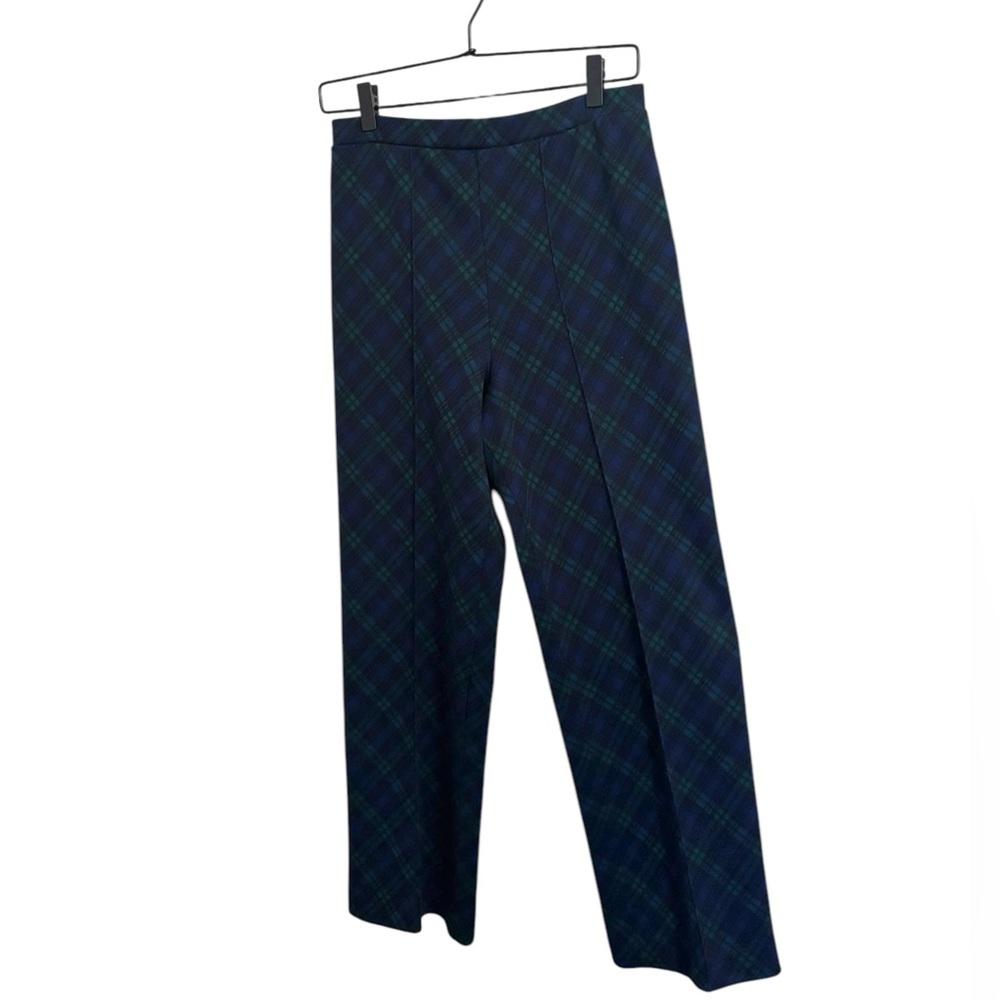 Vintage Blue Green‎ Plaid Pleated Pull On Pants Size 9/10